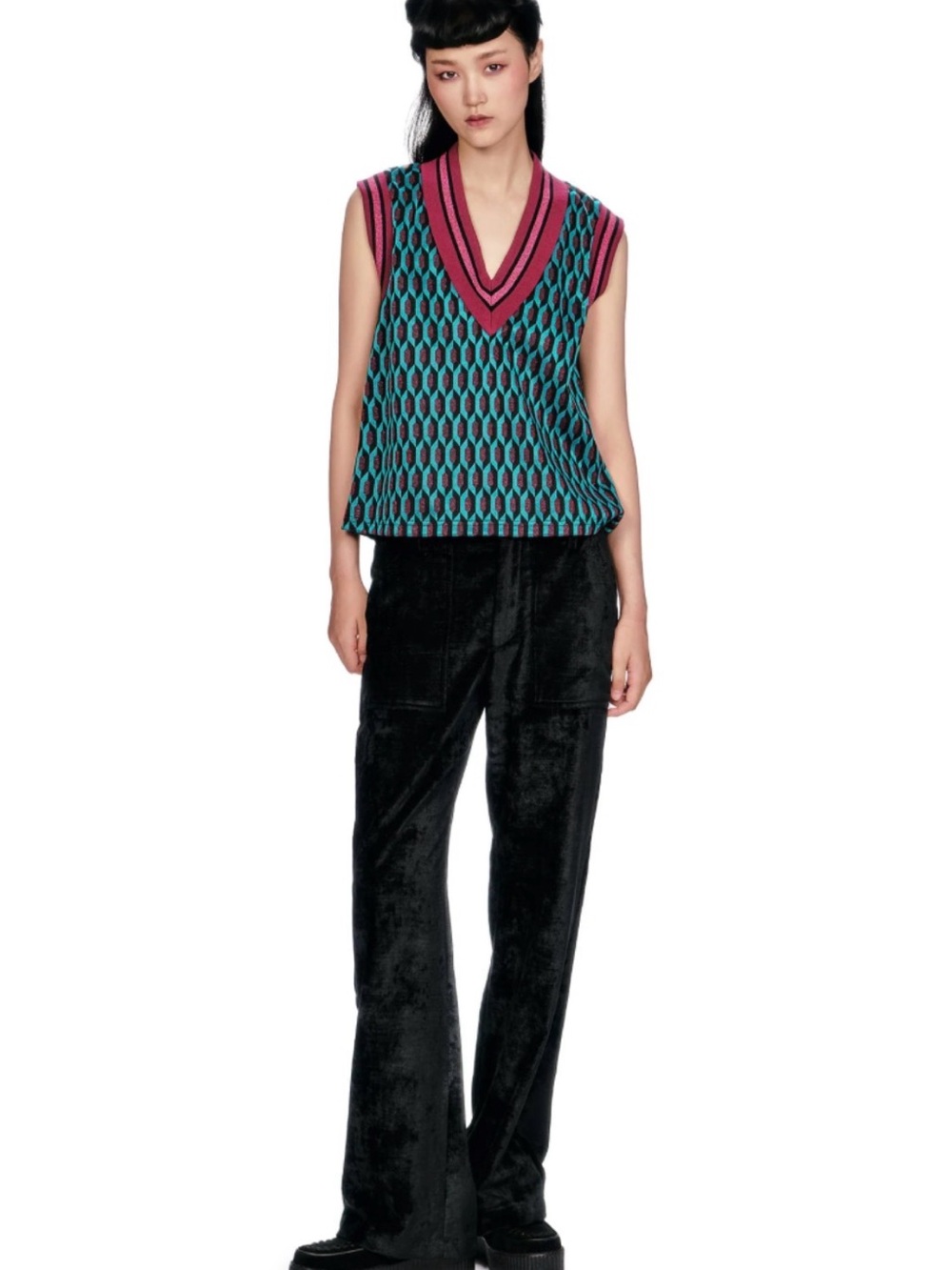 Vintage Anna Sui black velvet track pants with the gold metallic side stripe  8